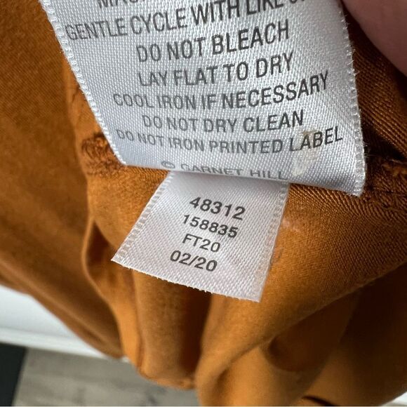 Garnet Hill Women's Size Large Orange Rust Scoop Neck Trapeze Knee Length Dress - Picture 6 of 9